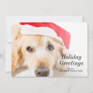Golden Retriever With Christmas Hat Holiday Card