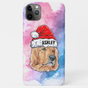 Golden retriever with Christmas Hat Holiday Dog iPhone 11 Pro Max Case