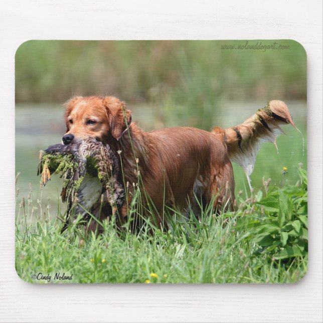 Golden Retriever with duck Mousepad (Front)