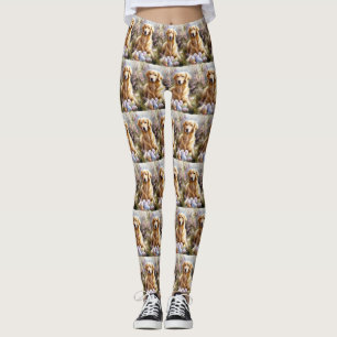 Golden Retriever with Easter Eggs Leggings