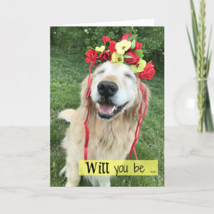 Golden Retriever With Flower Crown Bridesmaid Card