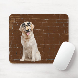 Golden Retriever with funny mask Mouse Pad