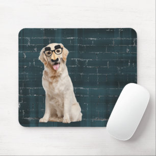 Golden Retriever with funny mask Mouse Pad