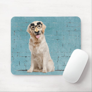 Golden Retriever with funny mask Mouse Pad