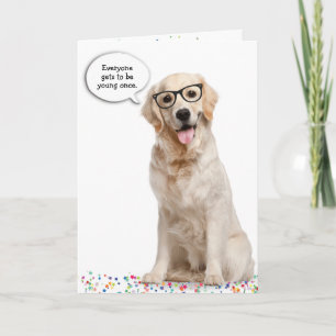 Golden Retriever with Glasses Birthday Humour Card