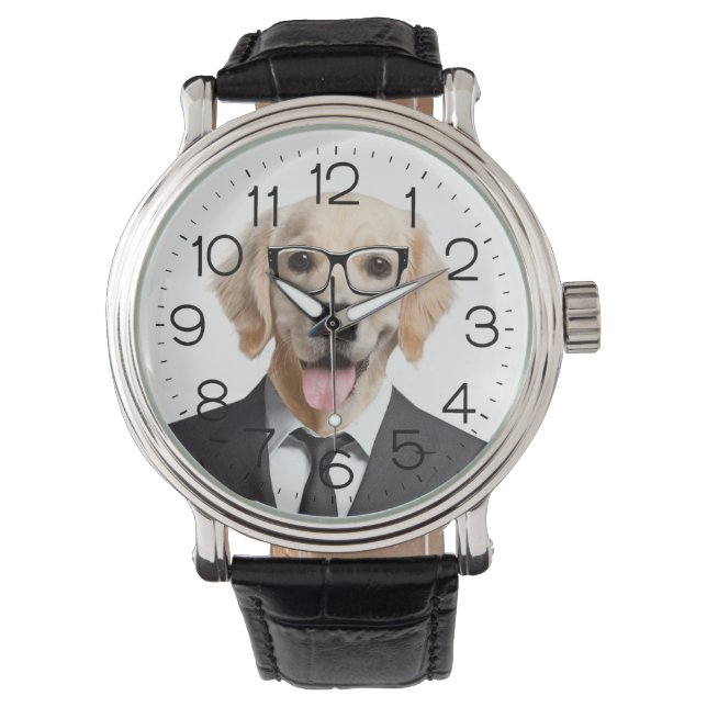 Golden Retriever with Glasses  Watch (Front)