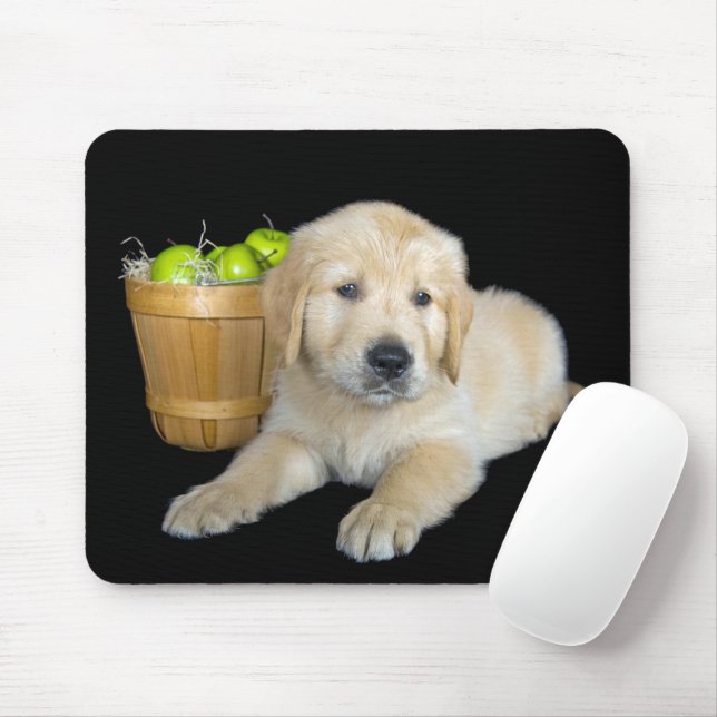 Golden Retriever with Green Apples  Mouse Mat (With Mouse)