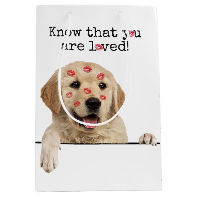 Golden Retriever with Lipstick Kisses   Medium Gift Bag (Front)