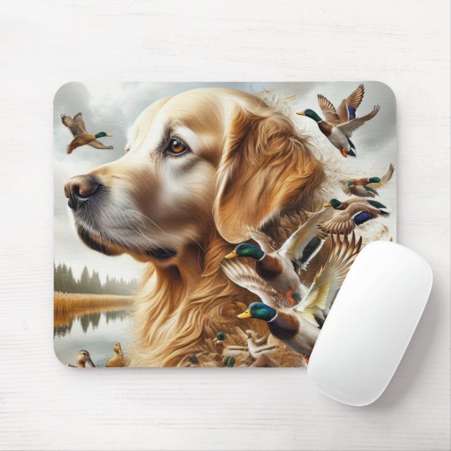 Golden Retriever With Mallard Ducks Mouse Mat (With Mouse)