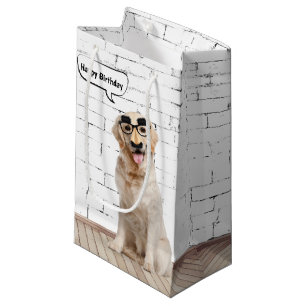 Golden Retriever with Moustache Mask Small Gift Ba Small Gift Bag