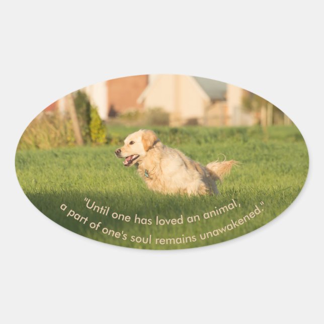 Golden Retriever with Quote Oval Sticker (Front)