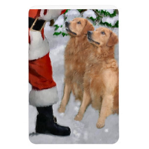 Golden Retriever With Santa Christmas  Magnet