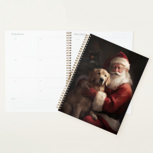 Golden Retriever With Santa Clause Christmas Planner