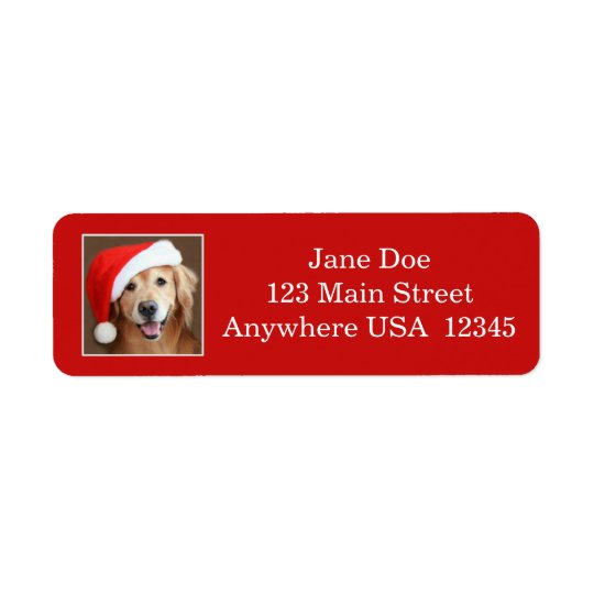 Golden Retriever With Santa Hat Return Address Label
