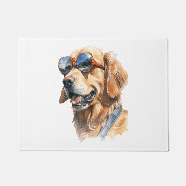 Golden Retriever with Sunglasses 2 Doormat (Front)
