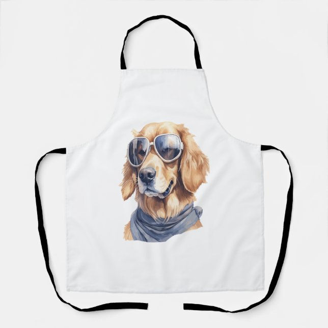 Golden Retriever with Sunglasses  Apron (Front)