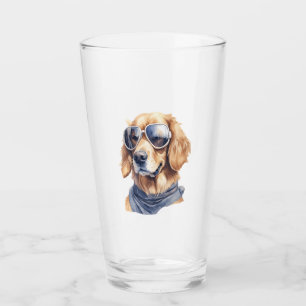 Golden Retriever with Sunglasses Glass