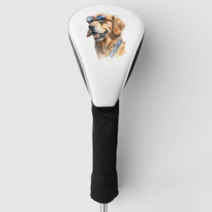 Golden Retriever with Sunglasses  Golf Head Cover