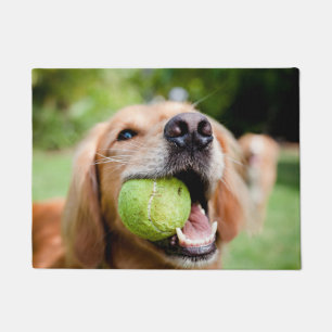 Golden Retriever With Tennis Ball Doormat