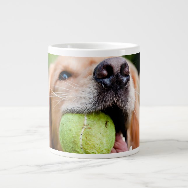 Golden Retriever With Tennis Ball Large Coffee Mug (Front)