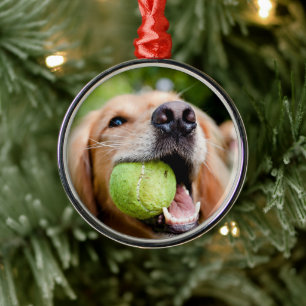Golden Retriever With Tennis Ball Metal Tree Decoration
