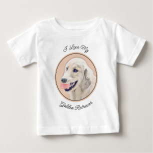 Golden Retriever with Tennis Ball Painting Dog Art Baby T-Shirt