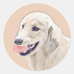 Golden Retriever with Tennis Ball Painting Dog Art Classic Round Sticker