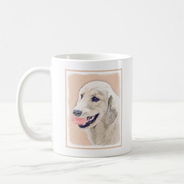 Golden Retriever with Tennis Ball Painting Dog Art Coffee Mug (Left)