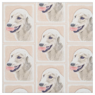 Golden Retriever with Tennis Ball Painting Dog Art Fabric