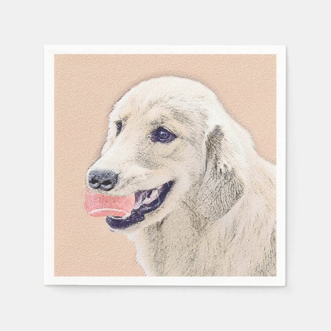Golden Retriever with Tennis Ball Painting Dog Art Napkin (Front)