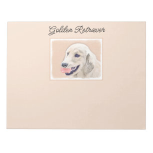 Golden Retriever with Tennis Ball Painting Dog Art Notepad