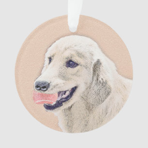 Golden Retriever with Tennis Ball Painting Dog Art Ornament
