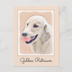 Golden Retriever with Tennis Ball Painting Dog Art Postcard