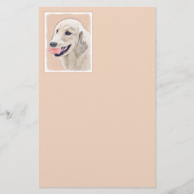 Golden Retriever with Tennis Ball Painting Dog Art Stationery (Front)