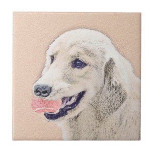Golden Retriever with Tennis Ball Painting Dog Art Tile