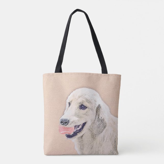 Golden Retriever with Tennis Ball Painting Dog Art Tote Bag (Back)