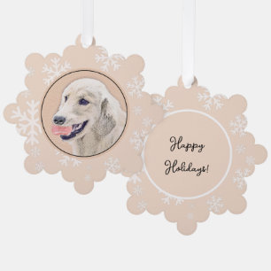 Golden Retriever with Tennis Ball Painting Dog Art Tree Decoration Card