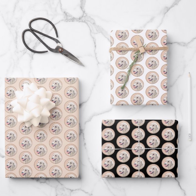 Golden Retriever with Tennis Ball Painting Dog Art Wrapping Paper Sheet (Front)