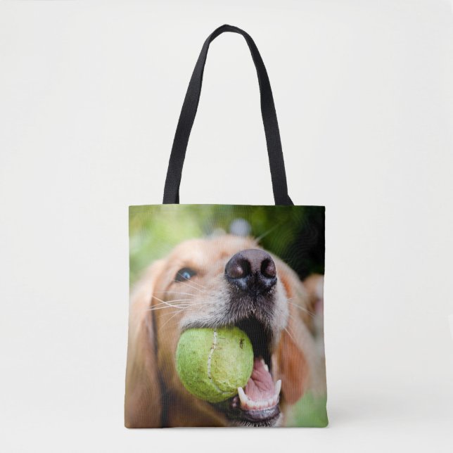 Golden Retriever With Tennis Ball Tote Bag (Front)