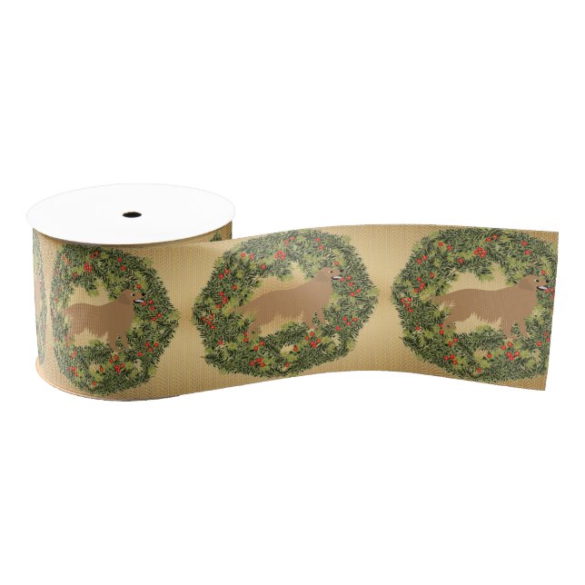 Golden Retriever Wreath Grosgrain Ribbon (Spool)