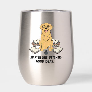Golden Retriever Writer Dog Ink Ideas Design Drink