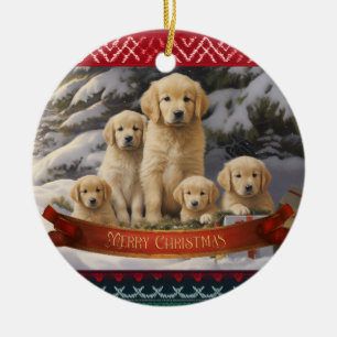 Golden Retriever Xmas Ceramic Tree Decoration