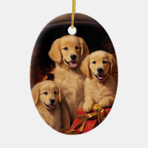 Golden Retriever Xmas Ceramic Tree Decoration