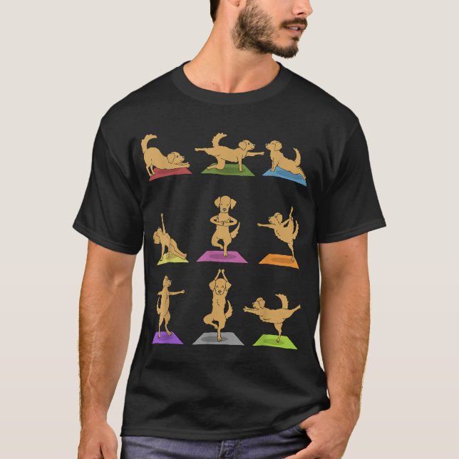 Golden Retriever Yoga Dogs In Yoga Poses T-Shirt (Front)