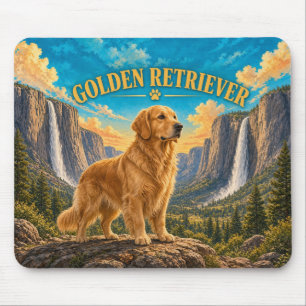 Golden Retriever, Yosemite Valley Vintage Dog Art Mouse Mat