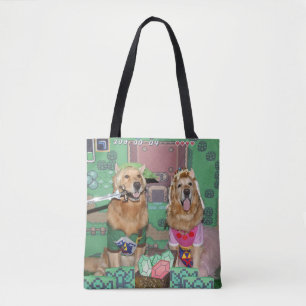 Golden Retriever Zelda and Link Tote Bag