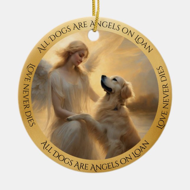  Golden RetrieverPersonalized Angel Memorial  Ceramic Tree Decoration (Front)
