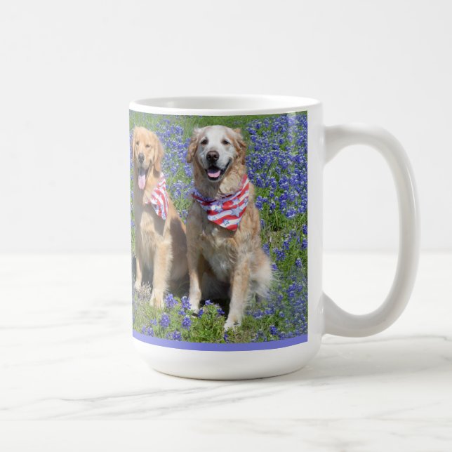 Golden Retrievers Blue Bonnet Mug (Right)