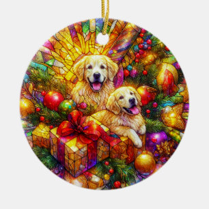 GOLDEN RETRIEVERS ~ Ceramic Ornament ~ Bright ~