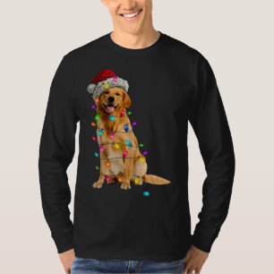 Golden Retrievers Christmas Lights Hat Santa Dog L T-Shirt